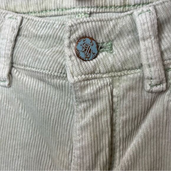Pilcro Corduroy Anthropologie Straight Leg Pants in Cream Light Green Stitch 30 - Picture 4 of 7